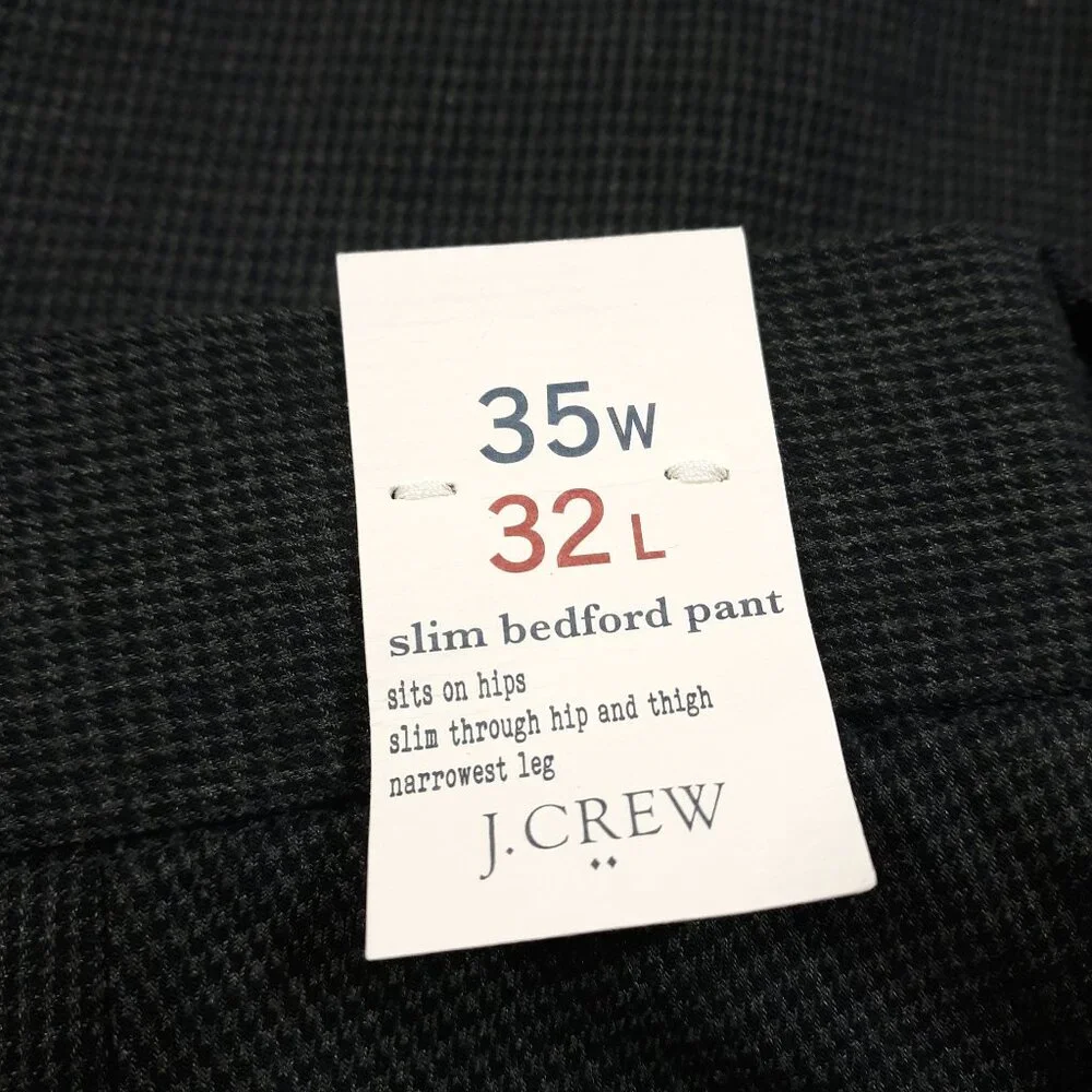 J.CREW Slim Bedford Dress Pants Mens 35 x 32 Black Cotton Tapered NEW‎